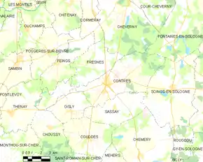 Poziția localității Contres