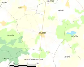 Poziția localității Couddes