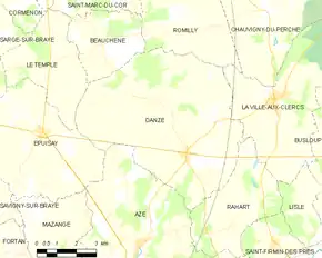 Poziția localității Danzé