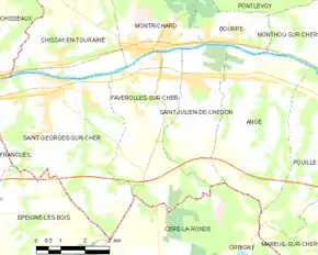 Poziția localității Faverolles-sur-Cher