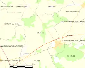 Poziția localității Françay