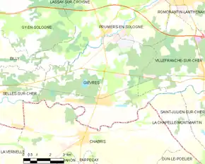 Poziția localității Gièvres