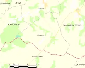 Poziția localității Les Hayes