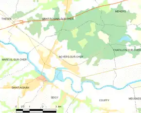 Poziția localității Noyers-sur-Cher