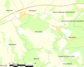 Poziția localității Orchaise