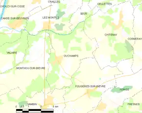 Poziția localității Ouchamps