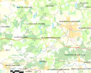 Poziția localității Pruniers-en-Sologne