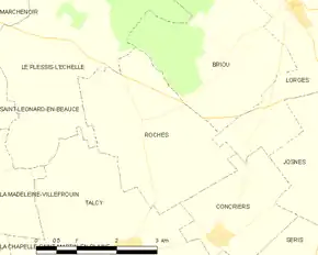 Poziția localității Roches