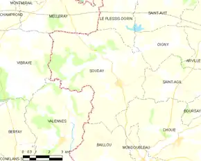 Poziția localității Souday