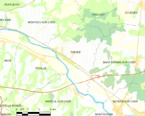 Poziția localității Thésée