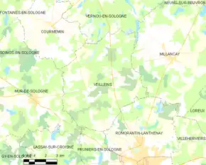 Poziția localității Veilleins