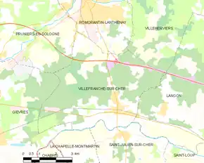 Poziția localității Villefranche-sur-Cher