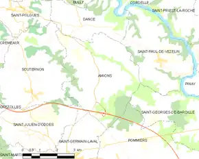 Poziția localității Amions