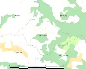 Poziția localității Arcinges