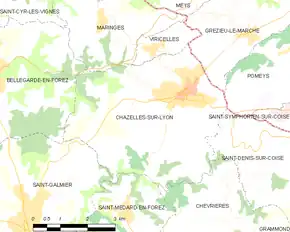 Poziția localității Chazelles-sur-Lyon