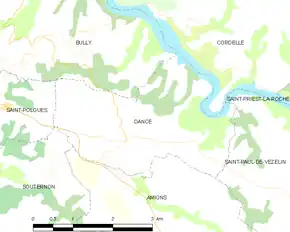 Poziția localității Dancé