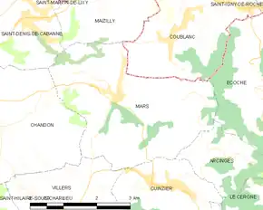 Poziția localității Mars
