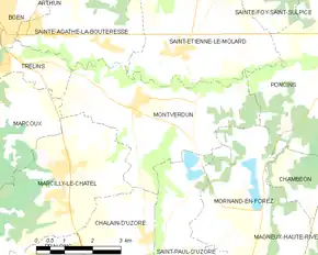 Poziția localității Montverdun