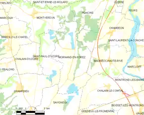 Poziția localității Mornand-en-Forez