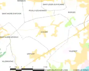 Poziția localității Ouches