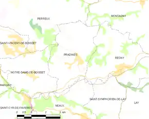 Poziția localității Pradines