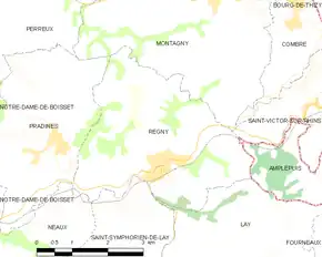 Poziția localității Régny