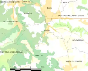 Poziția localității Trelins
