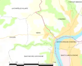 Poziția localității Vérin