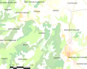 Poziția localității Aubazat