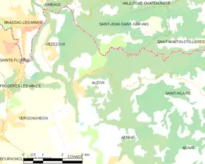 Poziția localității Auzon