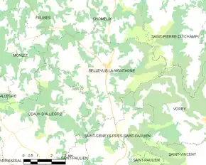 Poziția localității Bellevue-la-Montagne