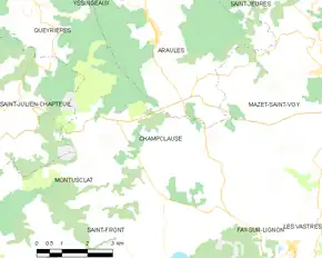 Poziția localității Champclause