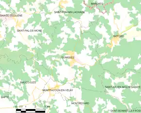 Poziția localității Dunières