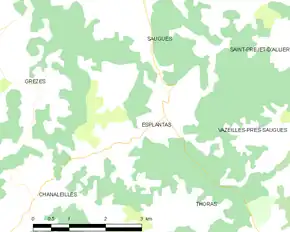 Poziția localității Esplantas