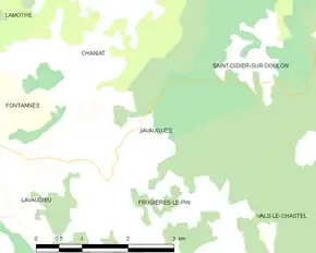 Poziția localității Javaugues