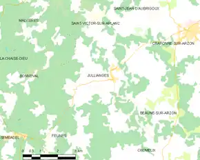Poziția localității Jullianges