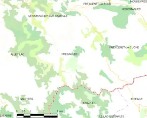 Poziția localității Présailles