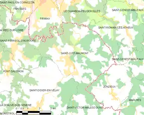 Poziția localității Saint-Just-Malmont