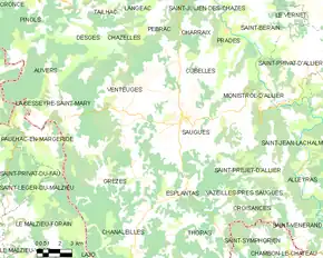 Poziția localității Saugues