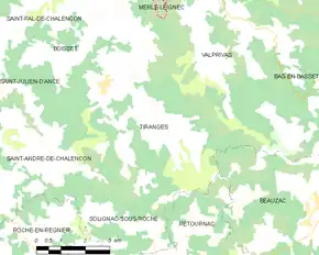 Poziția localității Tiranges