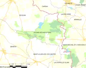 Poziția localității Juigné-des-Moutiers