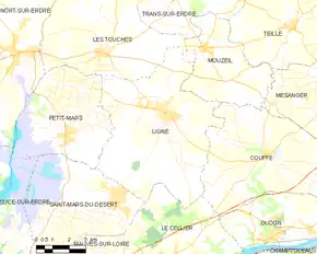 Poziția localității Ligné