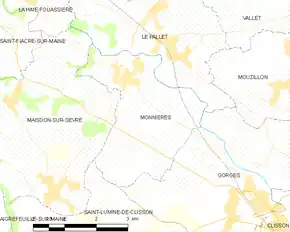 Poziția localității Monnières