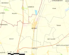 Poziția localității Artenay