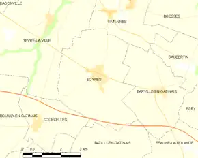 Poziția localității Boynes