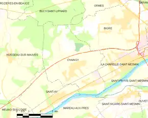 Poziția localității Chaingy