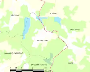 Poziția localității Champoulet