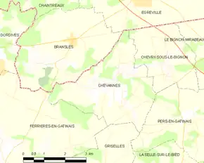 Poziția localității Chevannes