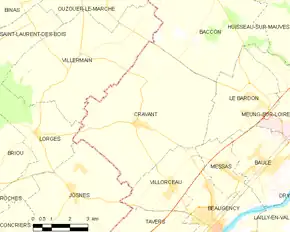 Poziția localității Cravant