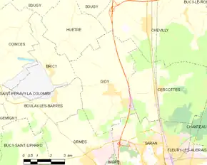 Poziția localității Gidy